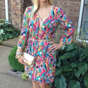 Lilly Pulitzer Shannen Silk Party Dress in Bling My Chimes Size 12 EUC